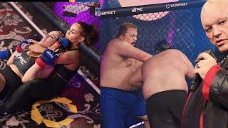 Two HUGE Guys Fight & A Lady Gets Ch0ked Out  Epic Fighting Championship