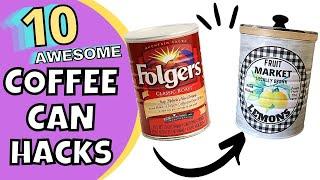 10 USEFUL WAYS to REUSE COFFEE & TIN CANS  COFFEE CAN DIY CRAFTS