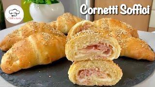 CORNETTI SOFFICI AL FORNO PROSCIUTTO E FORMAGGIO  con Impasto Brioche salata