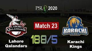 HBL PSL V 2020  Lahore Vs Karachi Match 23 HIGHLIGHTS