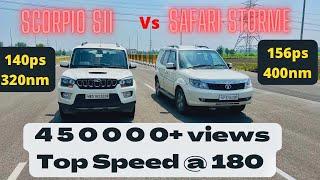 Tata Safari Storme vs Mahindra Scorpio S11 Drag Race  #safari #scorpio #tata #mahindra #storme