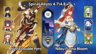 C0 Navia Double Pyro & C0 Nilou Furina Bloom - Spiral Abyss 4.7 Floor 12 Genshin Impact