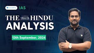 The Hindu Newspaper Analysis LIVE  13th September  UPSC Current Affairs Today  Chethan N