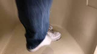 Nike AF1 and jeans wet in the shower.