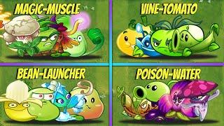 4 Team BEAN-LAUNCHER  MAGIC-MUSCLE  VINE-TOMATO  POISON-WATER Battlez - PvZ 2 Team Plants