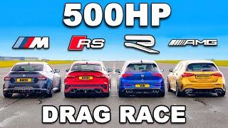 BMW M240i v AMG A45 v RS3 v Golf R TUNED DRAG RACE