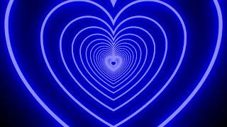 Inside Blue And Black Glow Heart Endless Tunnel Moving Expand Shapes 4K VJ Loop Moving Background