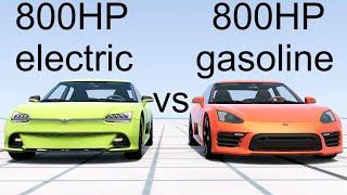 Electric vs Gas Same Power - Which One Is Faster? BeamNG. Drive