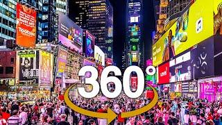 4K 360° New York City Evening Walk to Times Square - 42nd Street from Columbus Circle