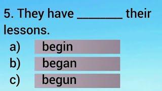 20+ Questions - VERBS Quiz  VERBS  Choose the Correct VERBS to Complete the Sentence