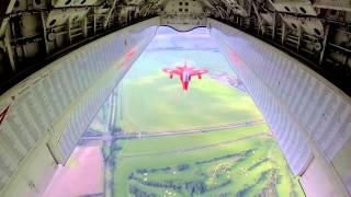 Bomb-bay view of a Gnat ahead of a formation display at Duxford