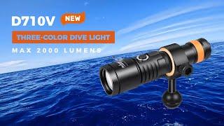 New Release OrcaTorch D710V Three-color Light Source Underwater Video Light