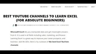 BEST YOUTUBE CHANNELS TO LEARN EXCEL FOR ABSOLUTE BEGINNERS