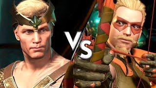 Aquaman vs. Green Arrow  Injustice 2 CPU vs. CPU 【AI Battle Simulator  4K 60FPS】