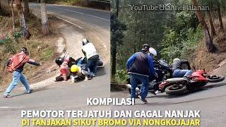 KOMPILASI PEMOTOR TERJATUH DAN GAGAL NANJAK DI TANJAKAN SIKUT BROMO