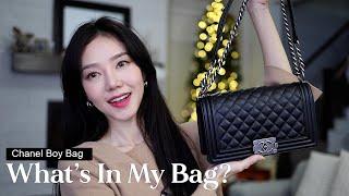 What’s In My Bag?  Chanel Boy Bag in Old Medium Black Caviar Review