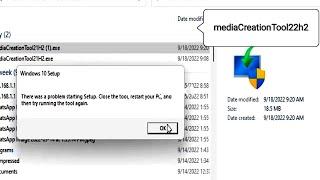 There was a problem starting Setup Close the tool restart your PC #how #windows10 #howto