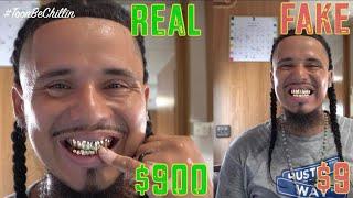 $900 VS $9 GOLD GRILLZ FAKE EBAY TEETH COMPARED TO REAL JEWELRY SHOP SET