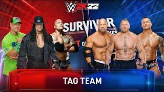 Undertaker + John Cena + The Rock vs Brock Lesnar + Goldberg + Randy Orton 3v3 Tag Team  WWE 2K22