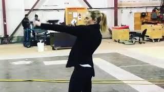 Caity Lotz stunts on set of legends of tomorrow