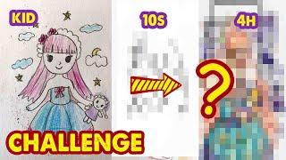 Challenge 10S VS 4 Hours - Redraw My Sisters Painting  Huta Chan Studio