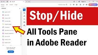 How To Hide the All tools pane in Acrobat Reader  How To Stop All Tools in Adobe Reader 