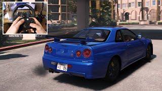 Nissan Skyline GT-R34 BNR34 2002 - GTA V  Logitech G29  When GTA VI ? Who waiting? REVIEW