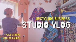 A day in my small upcycling business vlog Wild Clouds collab launch + choosing tea towel fabrics