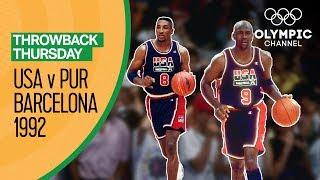 Team USA v Puerto Rico - Basketball Qtr.-Final Barcelona 1992 - Condensed Game  Throwback Thursday