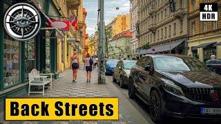 Prague Back Streets Walking Tour of New Town  Czech Republic 4k HDR ASMR