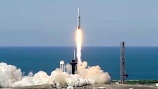 Blastoff SpaceX Falcon Heavy launches GOES-U weather satellite nails landings