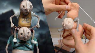 Making Up My Own Nightmare Character - The Story of The Twins  Polymer Clay Timelapse