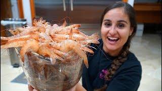 Catching HUNDREDS Of BIG SHRIMP CATCH CLEAN & COOK Shrimp Kabobs