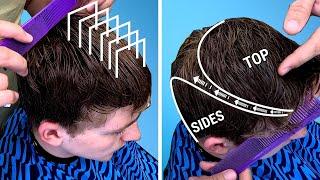 How to SCISSOR CUT MENS HAIR  Step by Step Instructions