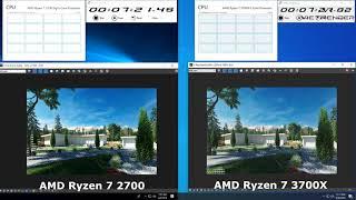 3Dsmax Vray 3.4 Render Time Exterior AMD R7 2700 vs AMD R7 3700X