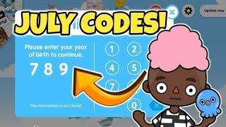 **JULY CODES** FOR FREE UNLOCK ALL HOUSE TOCA BOCA FREE CODES