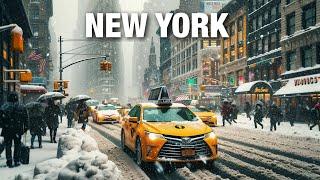 NYC Snow Walk 2024 - Snowfall in New York City 4K NYC Snow Walk in Manhattan ASMR