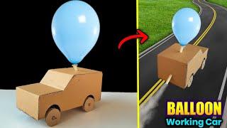 how to make cardboard car  New Balloon powered car making  how to make toy  Best school project