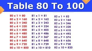 Table 80 to 100  80 to 100 table  80 se lekar 100 tak table  80 se 100 tak table