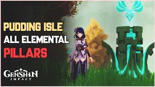 Pudding Isle - All Elemental Pillar Puzzles  Genshin Impact