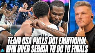 Team USA Basketball Rallies To Beat Serbia Kevin Durant Celebrates Pretty Hard  Pat McAfee Reacts