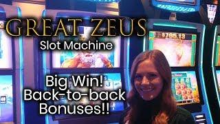 Great Zeus Slot Machine Big Win Back to Back Bonuses