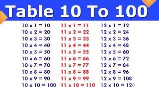 10 se lekar 100 Tak pahada  Table Of 10 To 100  10 to 100 Table  Multipliction table 10 to 100