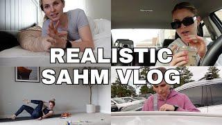 SAHM VLOG realistic day as a stay at home mom errands working getting *coffee* chai.