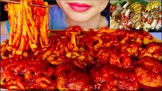 ASMR SPICY EXOTIC MUSHROOM LIONS MANE PINK OYSTER YELLOW ENOKI 辣椒金針菇 咀嚼音  먹방 EATING SOUNDS