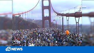 300000 people crowd Golden Gate Bridge for 50th anniversary in 1987