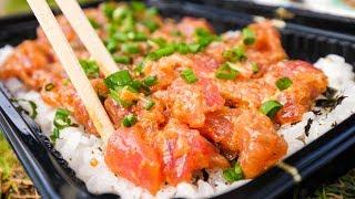 Food in Hawaii - POKE BOWLS and Seafood at Tanioka’s in Waipahu Hawaii