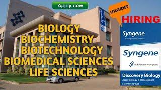 Syngene Job Syngene International Ltd is Hiring M.Sc M.Tech M.Pharma