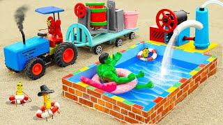 Diy tractor making mini Summer Swimming Pool  diy Water Pump & Concrete Construction  HP Mini