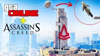 Assassin’s Creed в ГТА 5 Захват точек обзора прыжок веры и паркур по небоскребам.. GTA 5 ГОНКИ
